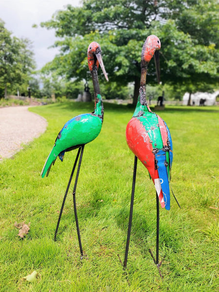 ooievaar, metalen vogel, zimbabwe handwerk, unieke vogels in metaal