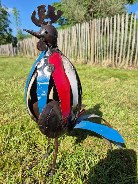 metal fighting rooster, zimbabwe, cute birds, ideal gift for birdwatcher, garden stick,, great gift, metal art, yard art, unique deco