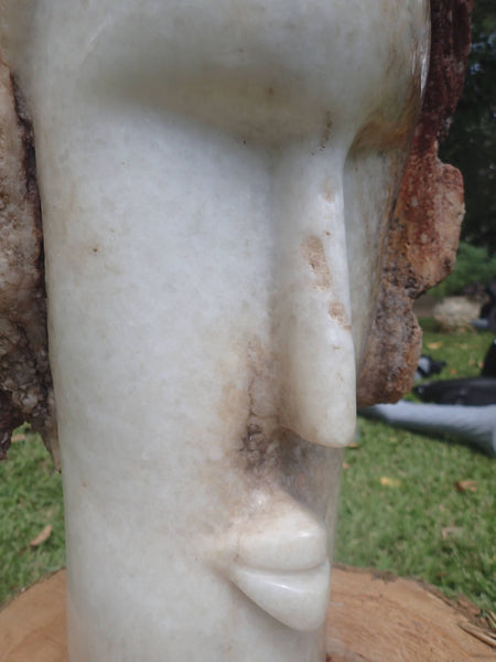 close-up gezicht in steen