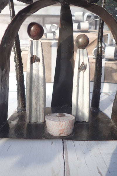 kerststalletje in steen en metaal, unieke kerstset, origineel handwerk zimbabwe