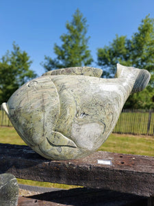 tuinbeeld vis in steen 