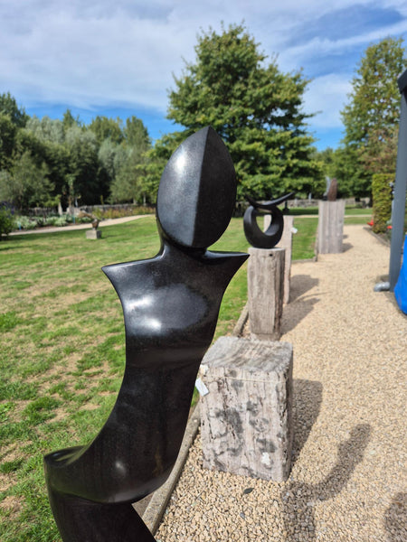 stone sculpture, shona art, stephen murenza, garden art, unique pieces, sculpture garden in belgium hamme