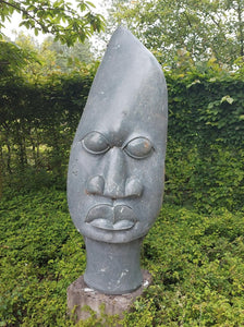 tuinbeeld, krachtig gezicht in steen, shona kunst zimbabwe