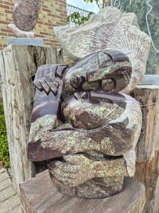couple in stone, wedding present, anniversary gift, shona art zimbabwe, unique piece, beautiful stone, garden art wereldbeeld belgium