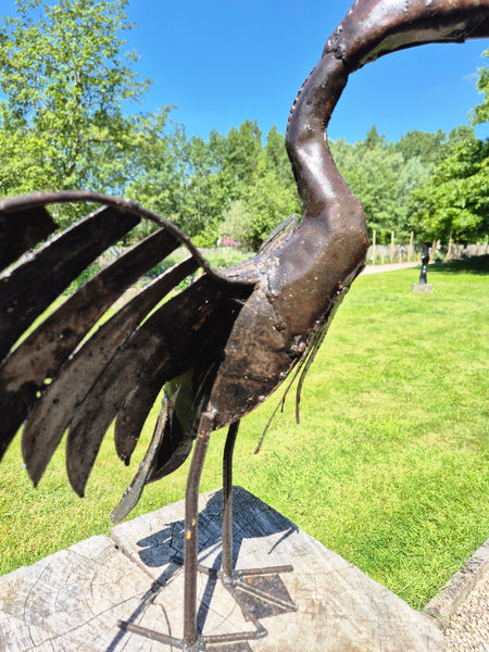 aalscholver metalen tuinbeeld