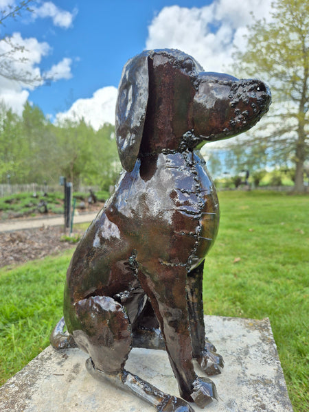 metal dog ornament, dog statue, metal yard art, recycled oil drum, zimbabwe handcrafted