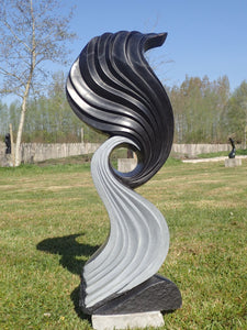 abstracte creatie in steen, natuursteen beeld, Wereldbeeld Hamme
