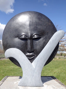 moon abstract sculpture stone, shona art