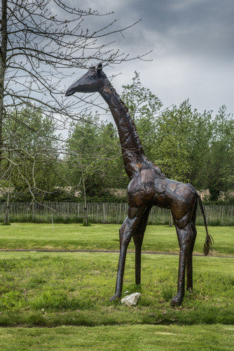 giraf in metaal tuinbeeld